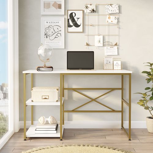 Woody Fashion Radni stol, Bijela boja Zlato, VG23-W slika 1
