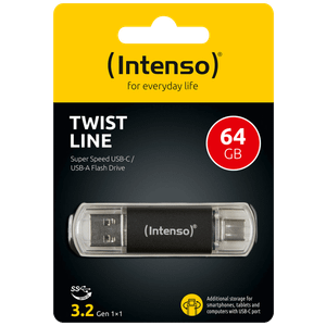 (Intenso) USB Flash drive 64GB, USB 3.2, USB-C, USB-A, Twist Line - USB3.2-64GB/Twist Line
