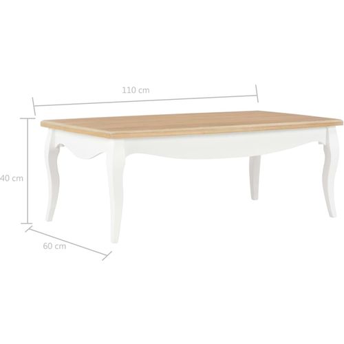 280001 Coffee Table White and Brown 110x60x40 cm Solid Pine Wood slika 21