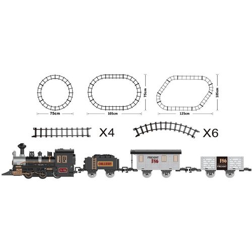 Željeznički set, parna lokomotiva, na baterije, 14-dijelni set slika 2