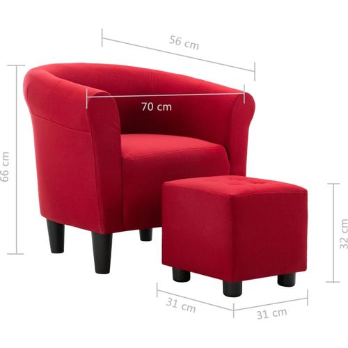 2-dijelni set fotelje i taburea od tkanine crvena boja vina slika 18