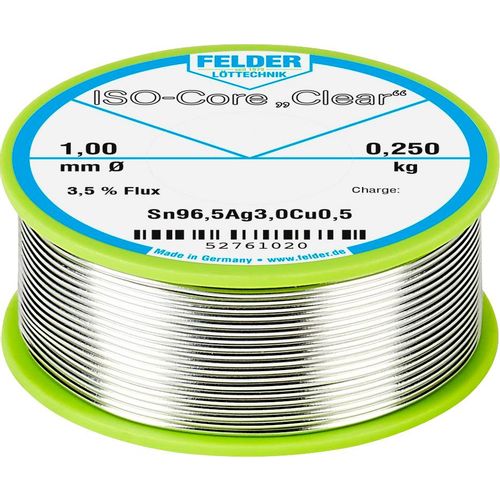 Felder Löttechnik ISO-Core ''Clear'' SAC305 lemna žica svitak  Sn96,5Ag3Cu0,5  0.250 kg 1 mm slika 3