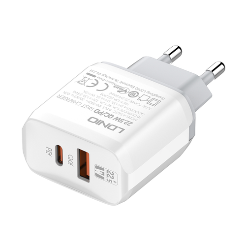 Kucni punjac LDNIO A2421C 22.5W PD + Fast Charger sa Type C na iPhone lightning kablom beli slika 1