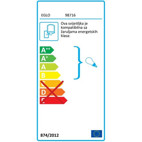 Eglo Cistierna 1 vanjska zidna/2, e27, 10w, ip44, nehrđajući čelik/plastika/bijela  slika 2