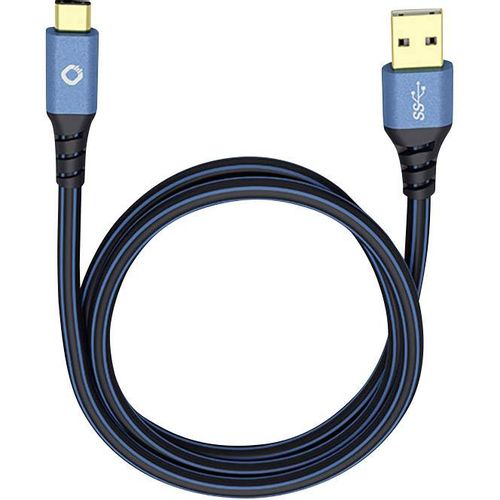 USB 3.0  [1x USB 3.2 gen. 1 utikač A (USB 3.0) - 1x muški konektor USB-C®] 1.00 m plava boja pozlaćeni kontakti Oehlbach USB Plus C3 slika 2