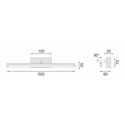 TOOLIGHT LED ZIDNA SVJETILJKA KUPAONICE IZNAD OGLEDALA 12W 50CM APP373-1W CRNA slika 14