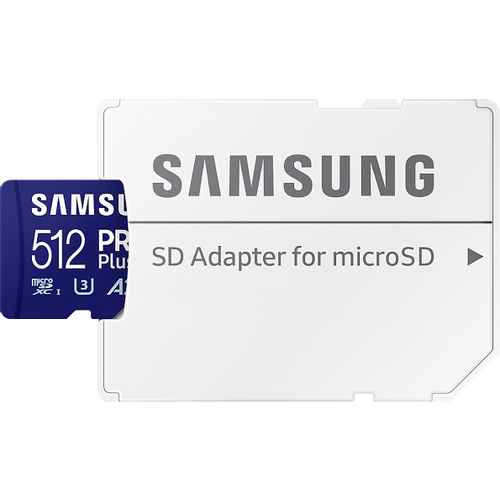 Samsung  MB-MD512SA/EUMicroSD 512GB, PRO Plus, SDXC, UHS-I U3 V30 A2, Read up to 180MB/s, Write up to 130 MB/s, for 4K and FullHD video recording, w/SD adapter slika 2