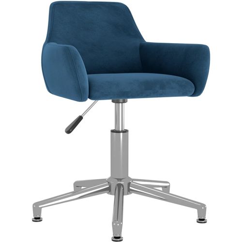 Okretna uredska stolica plava baršunasta slika 9