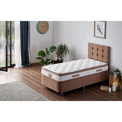 Woody Fashion Madrac, Bijela boja Smeđa, Latte 90x200 cm Single Size Firm Mattress slika 1