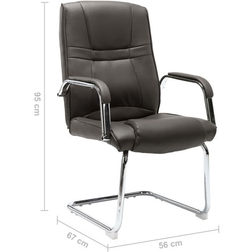 Konzolna uredska stolica od umjetne kože siva slika 6