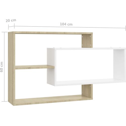 Zidne police bijele i boja hrasta 104 x 20 x 58,5 cm od iverice slika 24