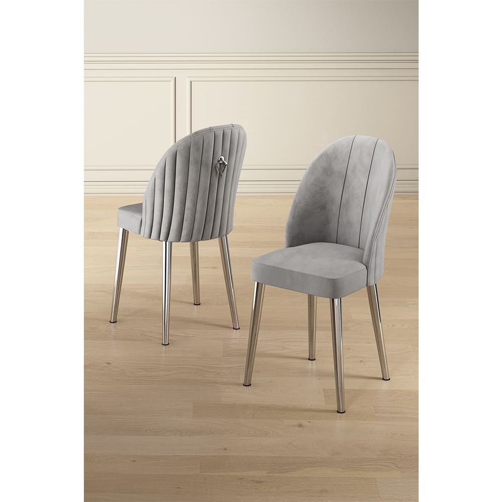 Mara - Sivi, Chrome Sivi Set Stolica (6 Komada) slika 1