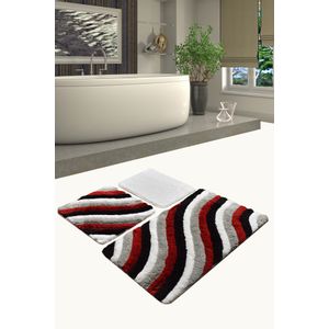 Colourful - Red Multicolor Acrylic Bathmat Set (3 Pieces)