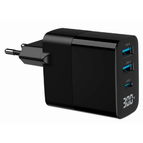 TA-UC-PDQC30LCD-BK-02 Gembird GaN USB brzi punjac, 30W 3-port (2xUSB-A+ USB-C), LCD, black slika 9