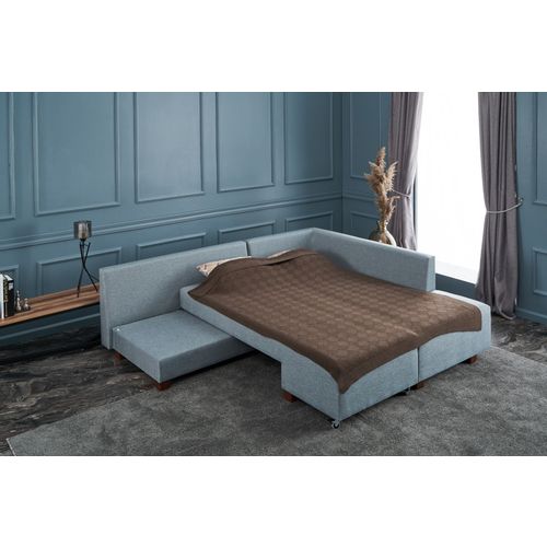 Atelier Del Sofa Manama Corner Sofa Bed Right - Light Blue Light Blue Corner Sofa-Bed slika 3