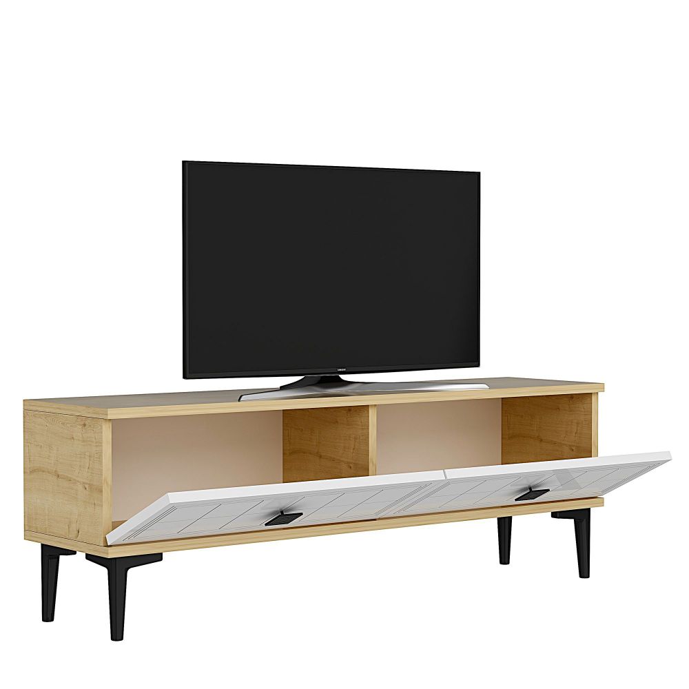 TV Stalak Yuka 120 - Saphirni Hrast i Bijela slika 5