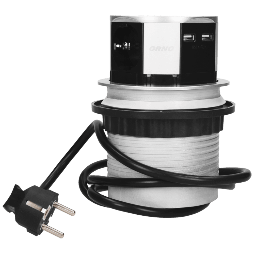 Orno Produžni kabel sa 3 x Schuko utičnice + 2 x USB, ugradbena - OR-AE-1342(GS) slika 3
