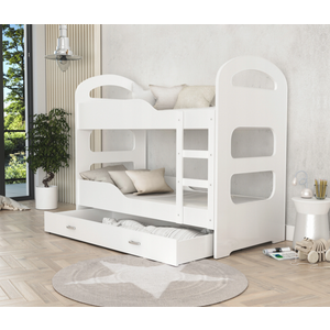 Drveni Dečiji Krevet Na Sprat Dominik Sa Fiokom - 190x80 - Beli