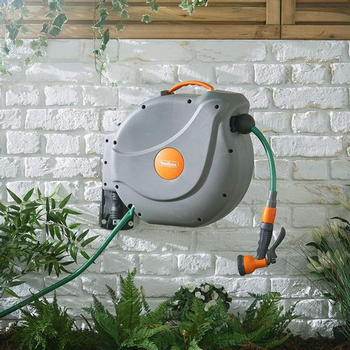 VonHaus wall hose holder 30m auto Roll-Up 8-function spray gun slika 4