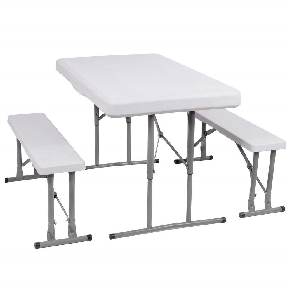Set za catering stol + klupe 105 x 65 x 69 cm bijeli slika 4