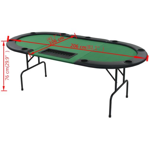 Sklopivi trodijelni stol za poker za 9 igrača ovalni zeleni slika 47