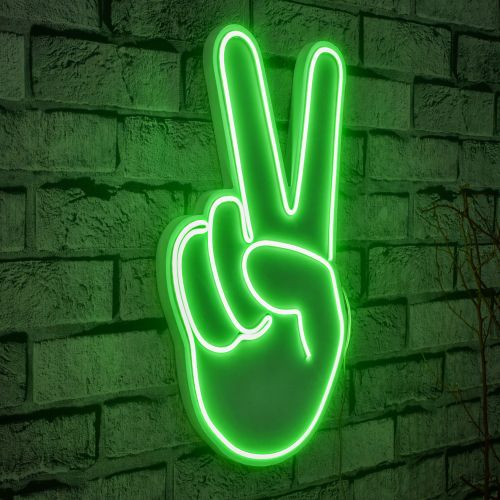 Wallity Ukrasna plastična LED rasvjeta, Victory Sign - Green slika 9