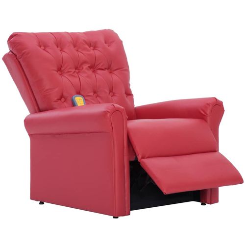 Masažna fotelja od umjetne kože crvena slika 15