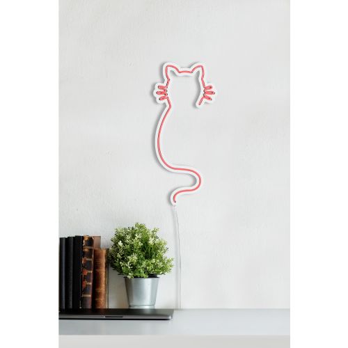 Wallity Cat - Pink Pink Dekorativna Plastična LED Rasveta slika 4