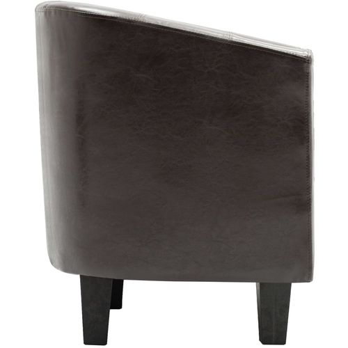 Fotelja od umjetne kože s osloncem za noge tamnosmeđa slika 24