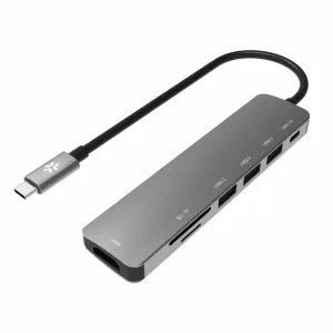 Celly USB-C Hub 3XUSB-A, 1xUSB-C, 1xHDMI, 1xSD, 1xTF port siva