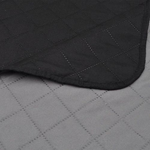 130884 Double-sided Quilted Bedspread Black/Grey 220 x 240 cm slika 3