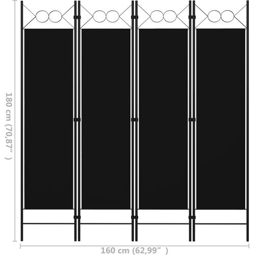 Sobna pregrada s 4 panela crna 160 x 180 cm slika 19