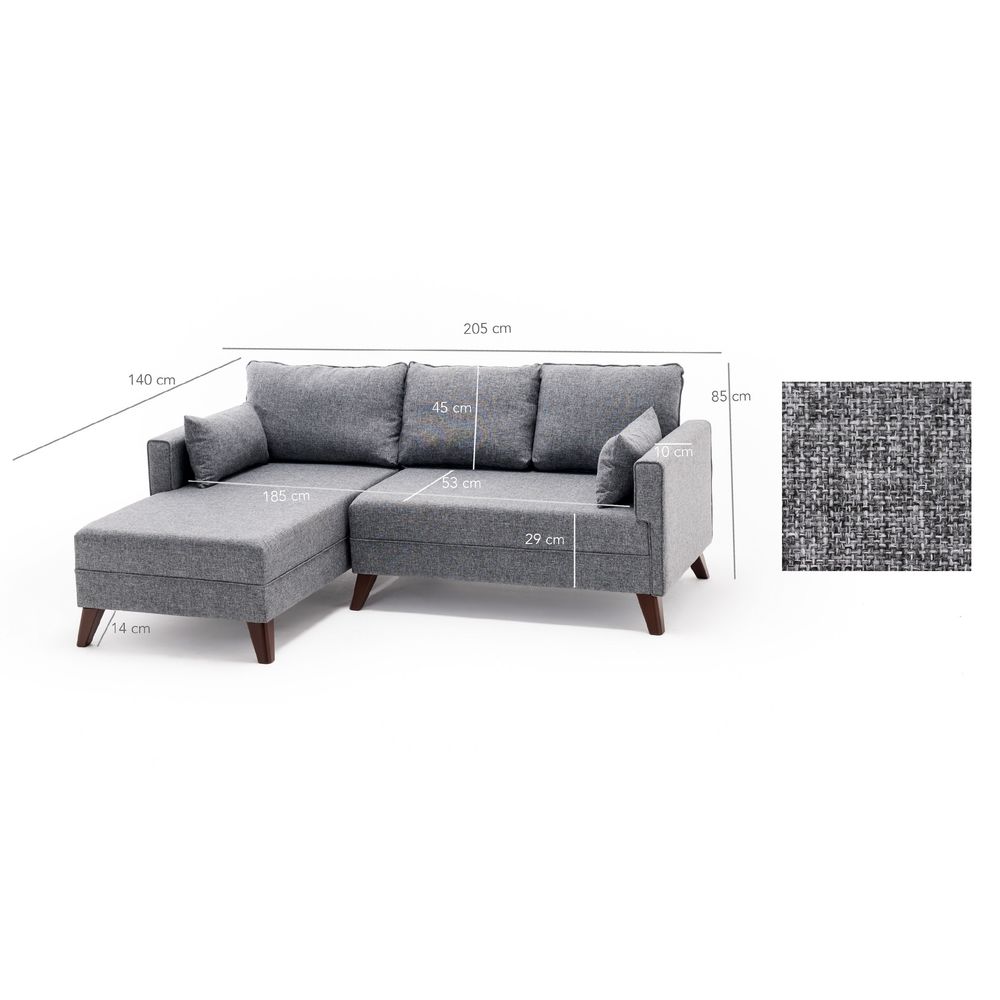 Ugaona Sofa Bella Lijevi Kut 2 Siva sa Funkcijom Ležaja slika 6