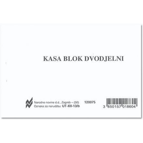 XII-13/B KASA BLOK (DVODJELNI); Blok 100 listova, 10 x 7 cm slika 2