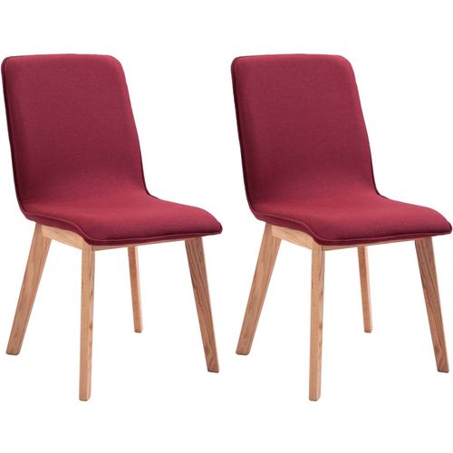 Blagovaonske stolice tkanina i hrastovina 2 kom crvene slika 2
