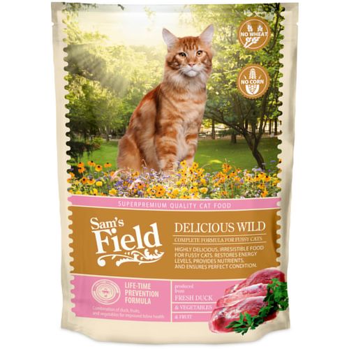 Sam's Field Cat Adult Delicious Wild sveža patka, voće i povrće, potpuna suva hrana za izbirljive odrasle mačke 400g slika 2