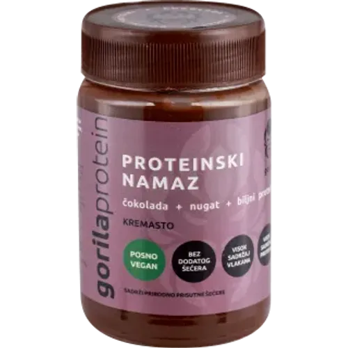 Gorila Proteinski namaz čokolada + nugat + biljni proteini 375g slika 1
