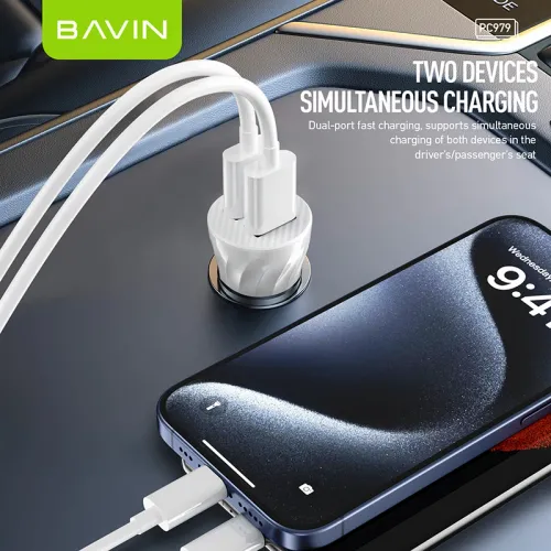 Bavin Auto punjač 2xUSB + kabl Lightning crna slika 6