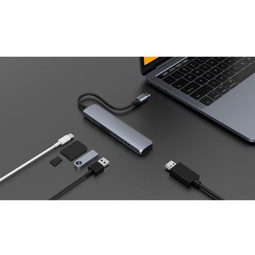 HyperDrive, BAR 6 u 1 USB-C HUB, za Macbook, Chromebook i PC, space grey slika 3