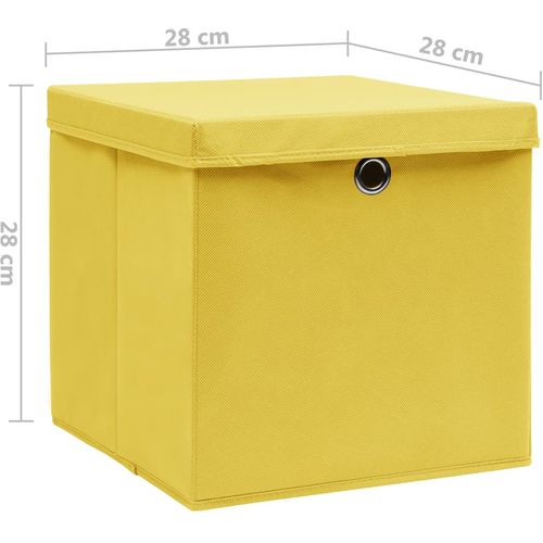 Kutije za pohranu s poklopcima 10 kom 28 x 28 x 28 cm žute slika 4