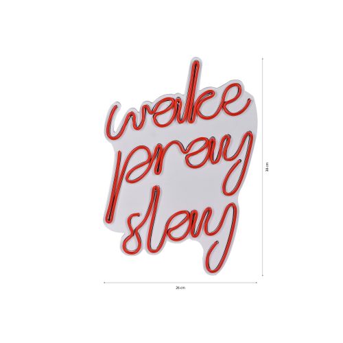 Wallity Ukrasna plastična LED rasvjeta, Wake Pray Slay - Red slika 9