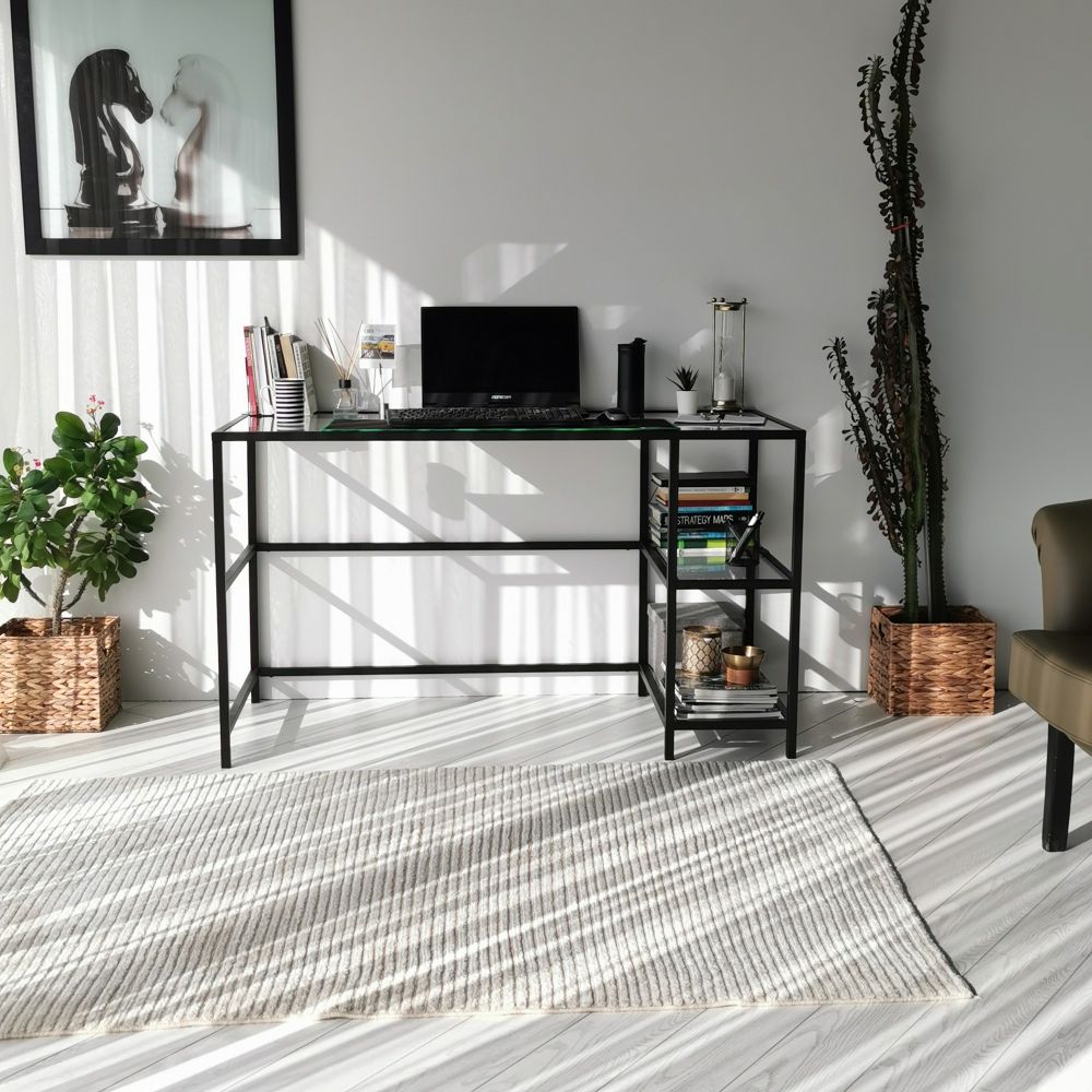 Master M101 Crni Radni Stol / 130x60cm sa Staklenom Pločom slika 6