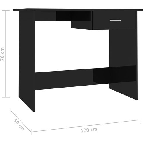 Radni stol visoki sjaj crni 100 x 50 x 76 cm od iverice slika 6
