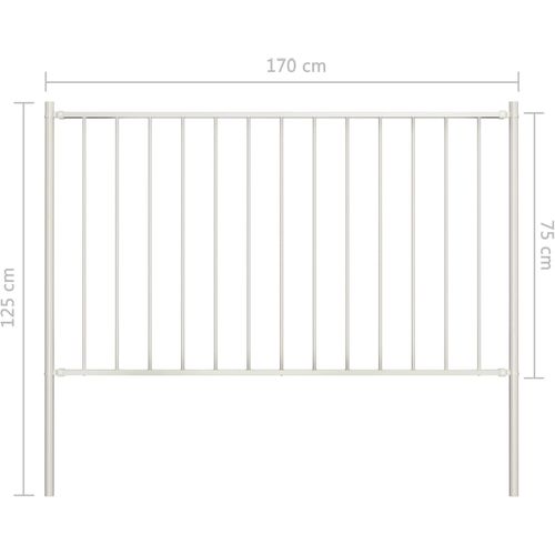 Panel za ogradu sa stupovima čelični 1,7 x 0,75 m bijeli slika 12