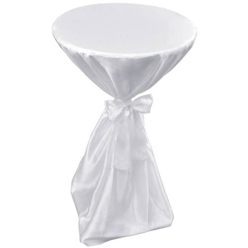 Bijeli stolnjak za stolove s vrpcom 80 cm 2 kom slika 2
