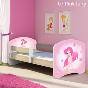 Dječji krevet ACMA s motivom, bočna sonoma 140x70 cm - 07 Pink Fairy