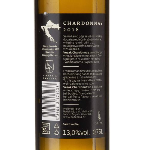 Vezak Chardonnay, zaštićena oznaka izvornosti 0,75L slika 2