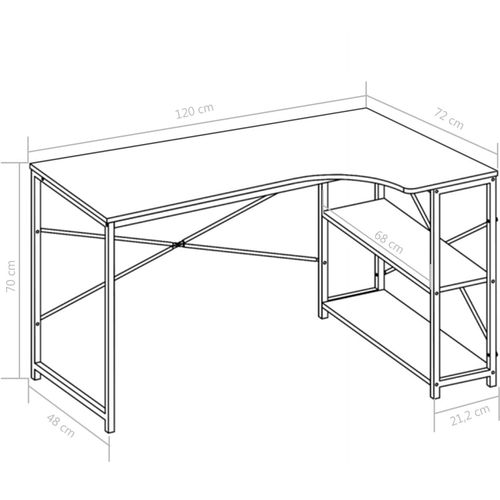 Stol za računalo crni i boja hrasta 120 x 72 x 70 cm slika 23