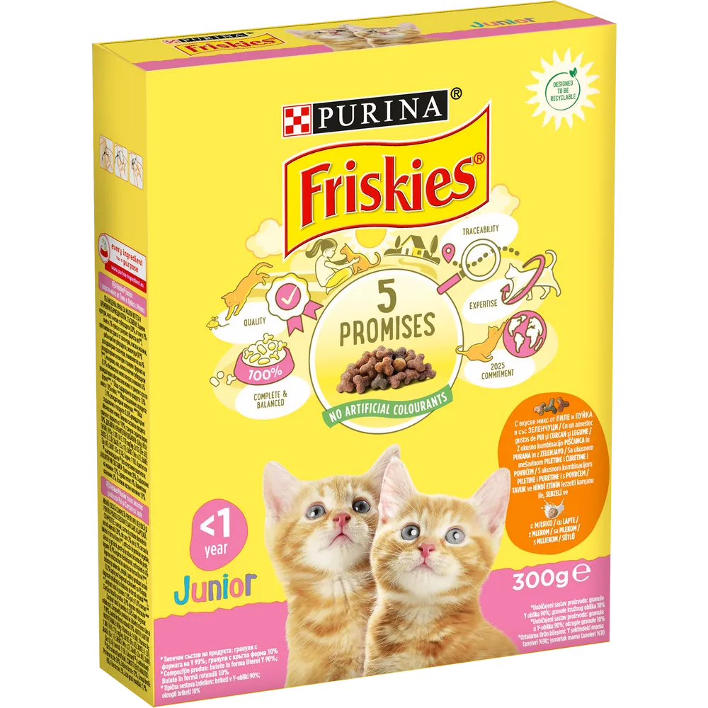 Friskies®Junior, ukusna kombinacija piletine i puretine, s mlijekom i s povrćem, 300 g slika 5
