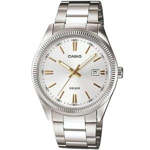 Muški sat Casio DATE - Srebrni s Zlatnim Indeksima (Ø 39 mm)